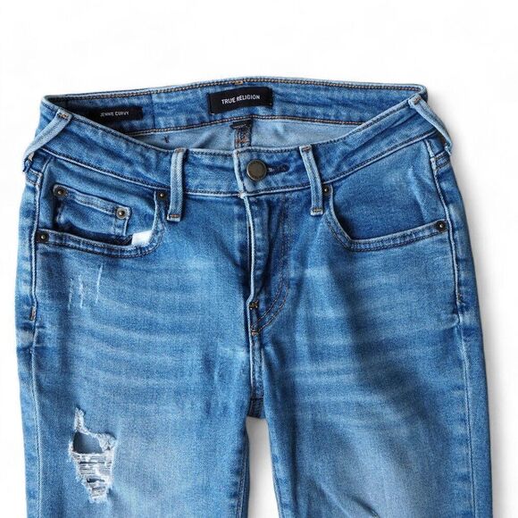 True Religion Jennie Curvy Distressed Medium Wash Jeans Women's 25 - Picture 6 of 11